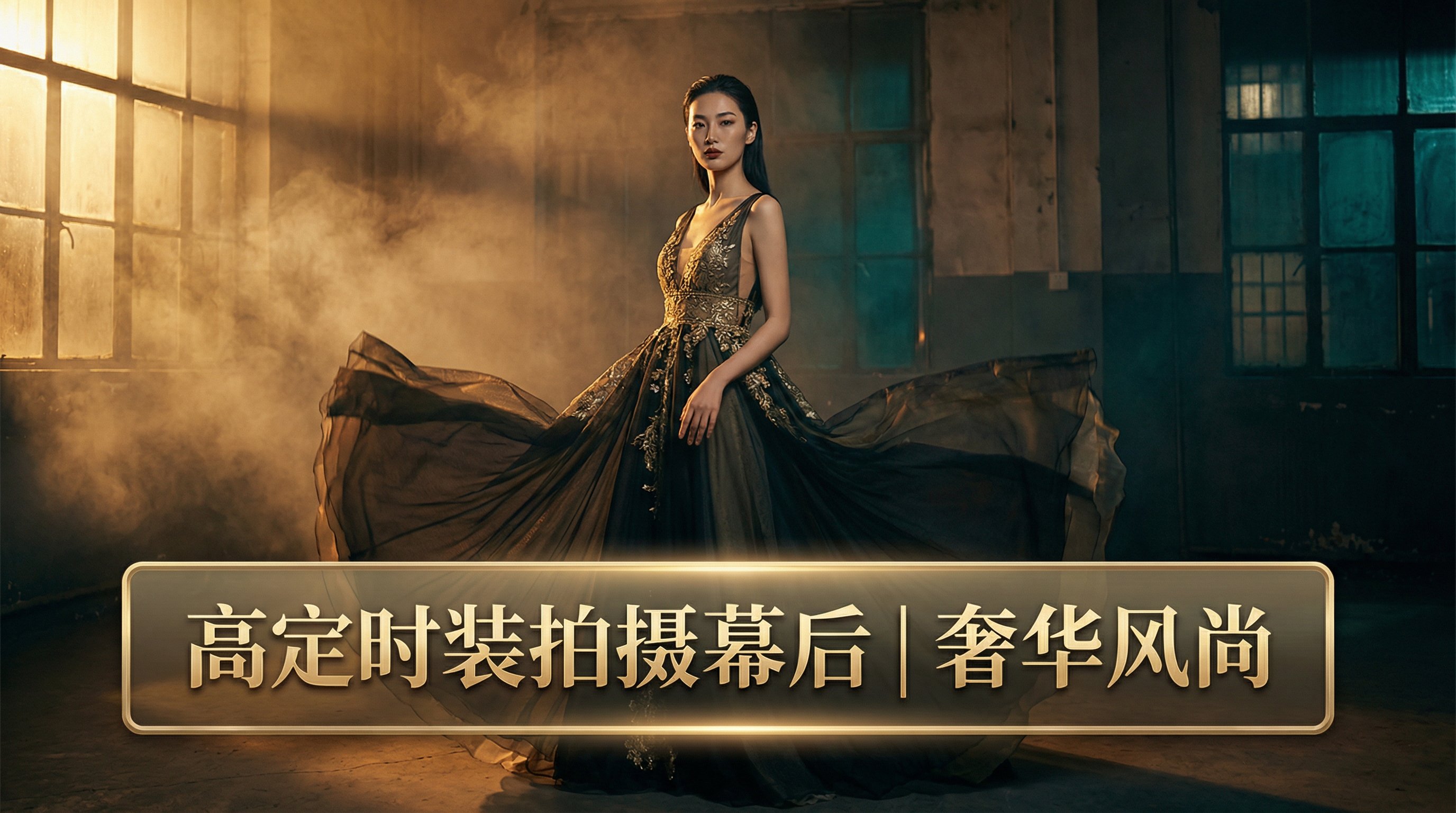 黄色仓库高定时装拍摄视频